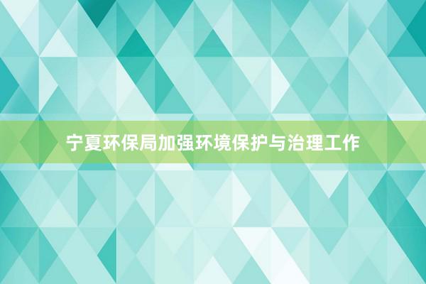 宁夏环保局加强环境保护与治理工作